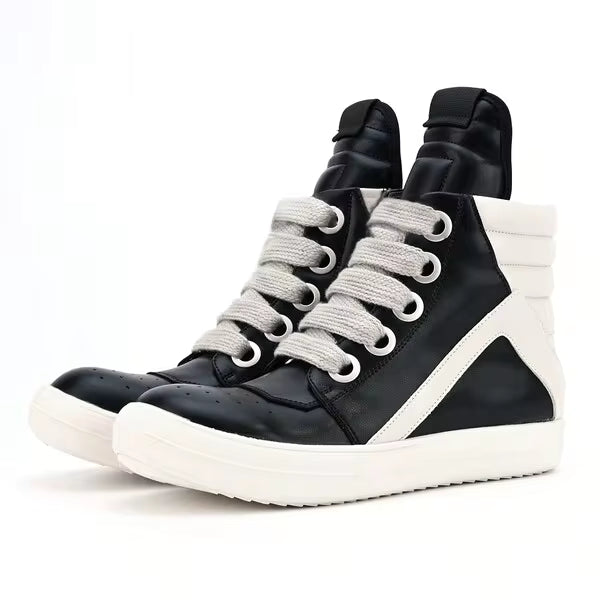 Men's Thick Shoelaces, Round Toe Shoes, High-Top Casual Shoes, Minority Retro Thick-Soled Skateboard Shoes